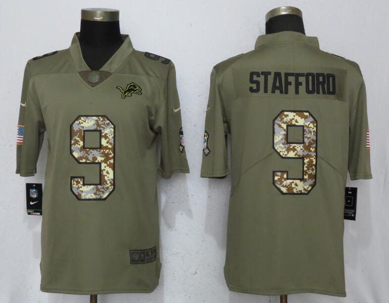 Men Detroit Lions #9 Stafford Olive Camo Carson 2017 Salute to Service Limited Nike NFL Jerseys->denver broncos->NFL Jersey